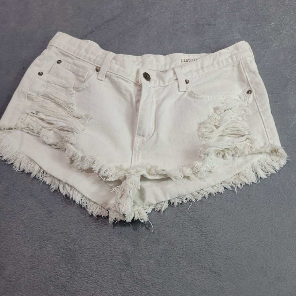 Pistola Denim Shorts Womens 30 White Distressed Cut-Off Frayed P4821IS Summer